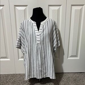 Size L Ruby Rd V Neck Blouse Cotton